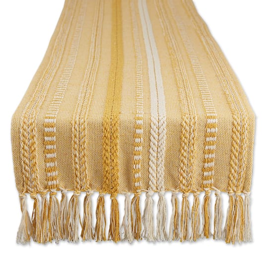 Design Imports Braided Stripe Textured Table Runner, 15" x 72" - Honey Gold